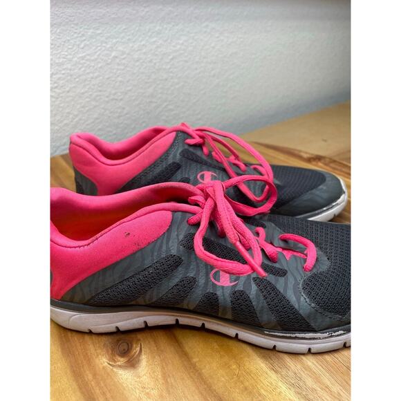 Champion Shoes Womens 5.5 Running Jogging Gray Pink Fabric Lace Up Walking - Picture 8 of 12